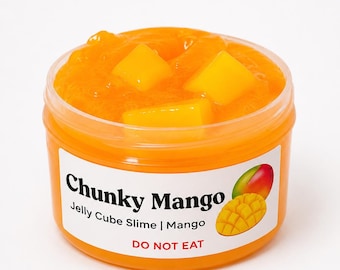 Chunky Mango Jelly Cube Slime | Crunchy Slime | Glossy Clear Slime | ASMR Satisfying Slime | Stress Relief Toy | Jaguar Slimes UK