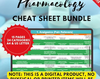 Spickzettel-Bundle für Krankenpflege-Studenten | Nursing School Notes PDF | Medikamente Studienführer | Printable Printable Printable Printable