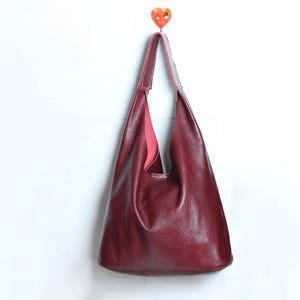 Leder Umhängetasche, Slouchy Hobo Tasche, Leder Tragetasche, Hochzeitstasche, Burgund Ledertasche, Arbeit Reisetasche
