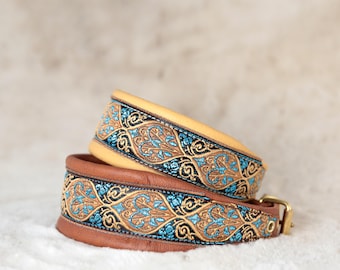 Greyhound collar "Indy" brown. Wide leather dog collar  | Handmade in Germany