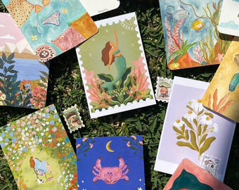 Handmade Watercolor Postcards: Mini Art - [Choose Your Design]