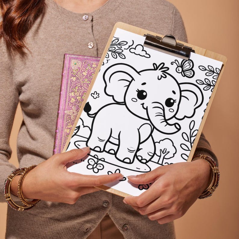 Cute Elephants Colouring Sheet Pack 5 Designs, 20 Sheets Etsy UK