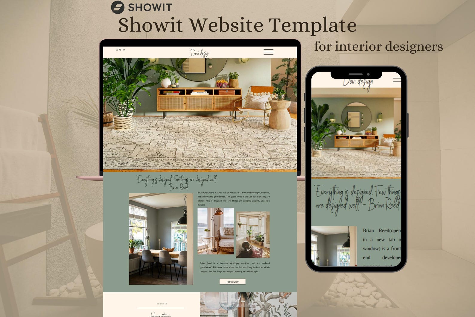 Showit Website Template for Interior Designers -baku - Etsy