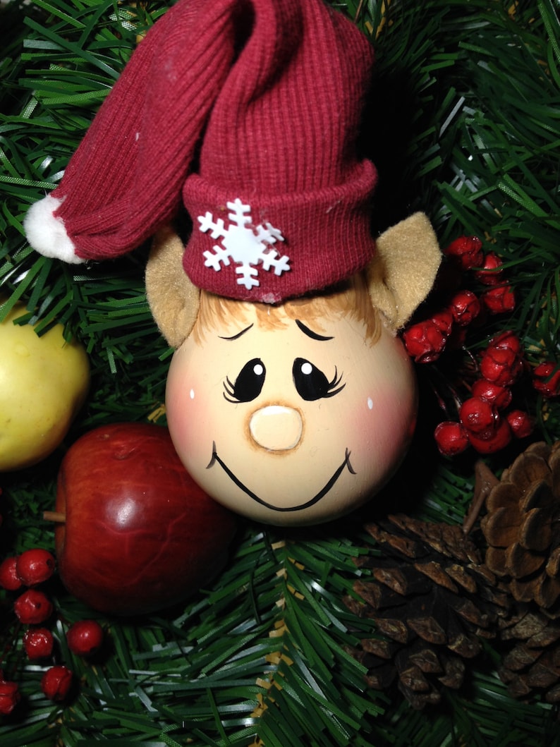 Elf Ornament Hand Painted Christmas Elf Ornament Handmade Etsy