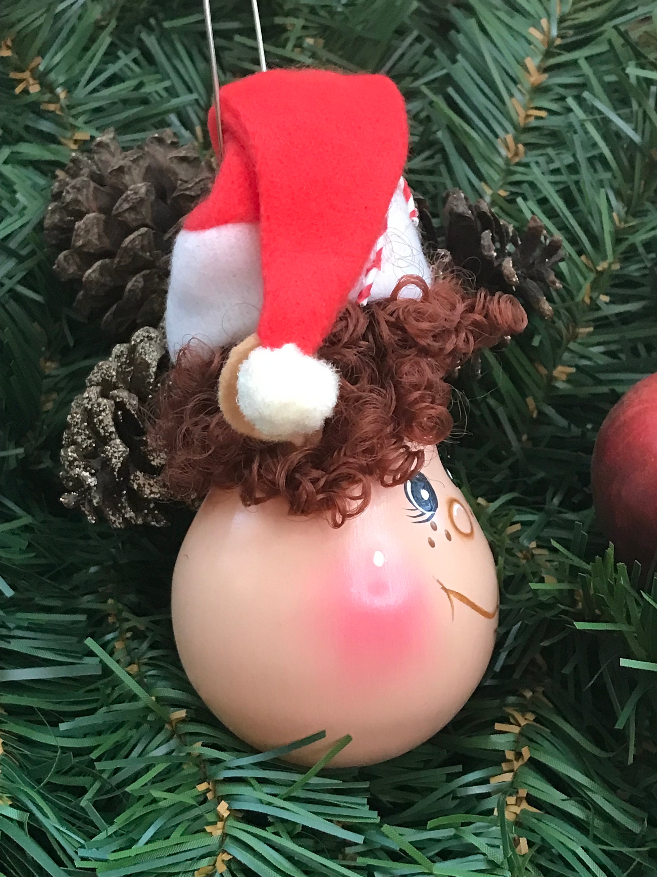 Elf Girl Ornament. Hand Painted Elf. Christmas Ornament Handmade. Elf