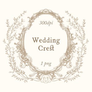 Escudo de boda con bordes florales estilo vintage bordes beige marco elegante con detalles de la época renacentista para diseño de invitación de boda