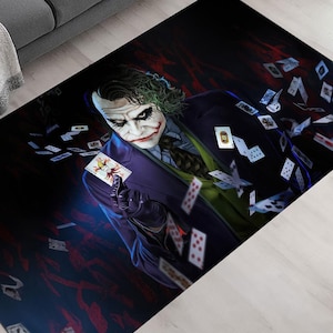 Poster di Joker e carte, tappeto Joker, tappeto di bambù, tappeto fantastico, tappeto decorativo Joker, tappeto moderno, arredamento per la camera degli adolescenti, regalo personalizzato, regalo di compleanno,