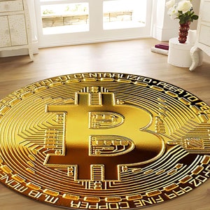 Bitcoin Rug, Bamboo Rug,3D Bitcoin Rug, Bitcoin Area Rug Living Room, Office Decor,Gift for Him,Non Slip Rug,Popular Patterned Rug