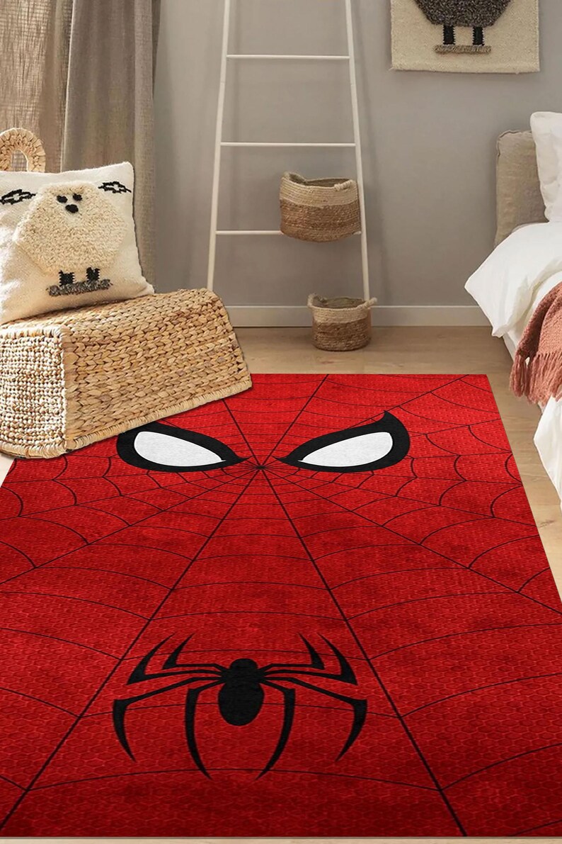 Spider Rug, Nursery Rug, Superhero Rug, Kids Room Decor, Boys Room Rug ...