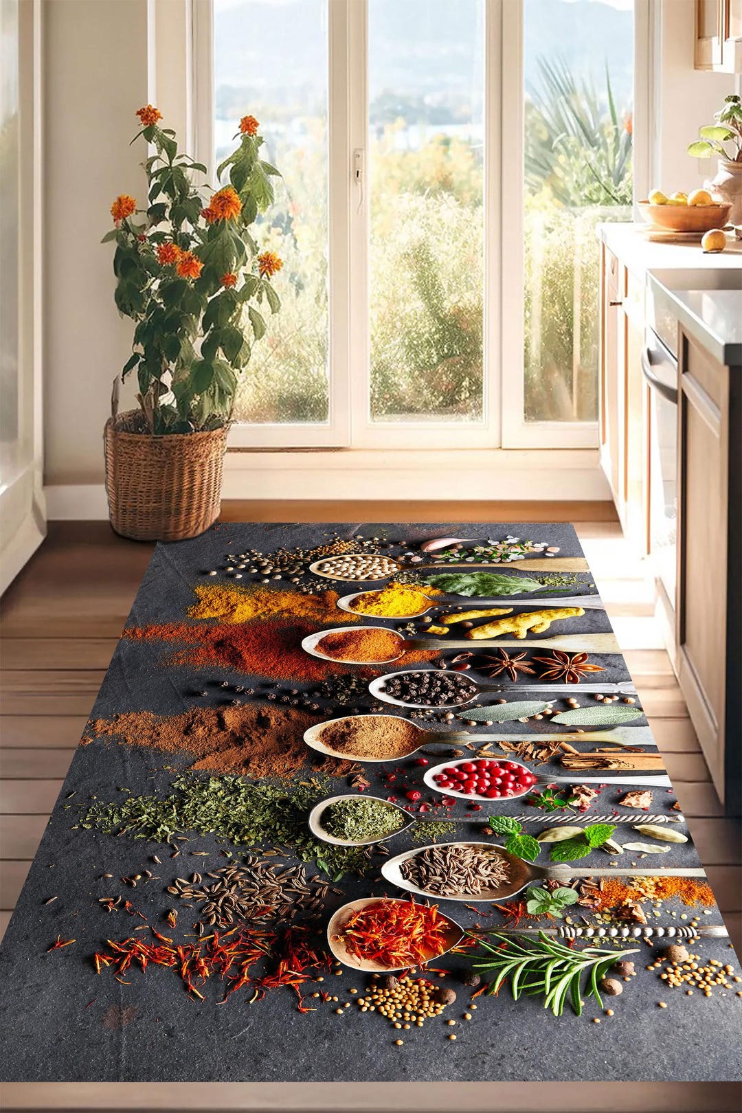Funky Kitchen Rug Spice Themed Kitchen Rug: Personalized Bamboo Area Rug - Etsy