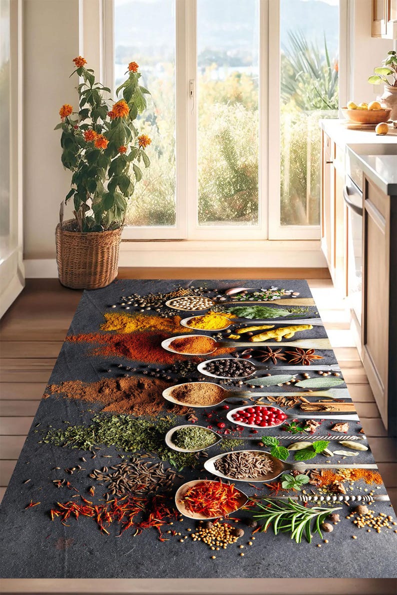 Spice Rug Spice Themed Kitchen Rug: Personalized Bamboo Area Rug - Etsy