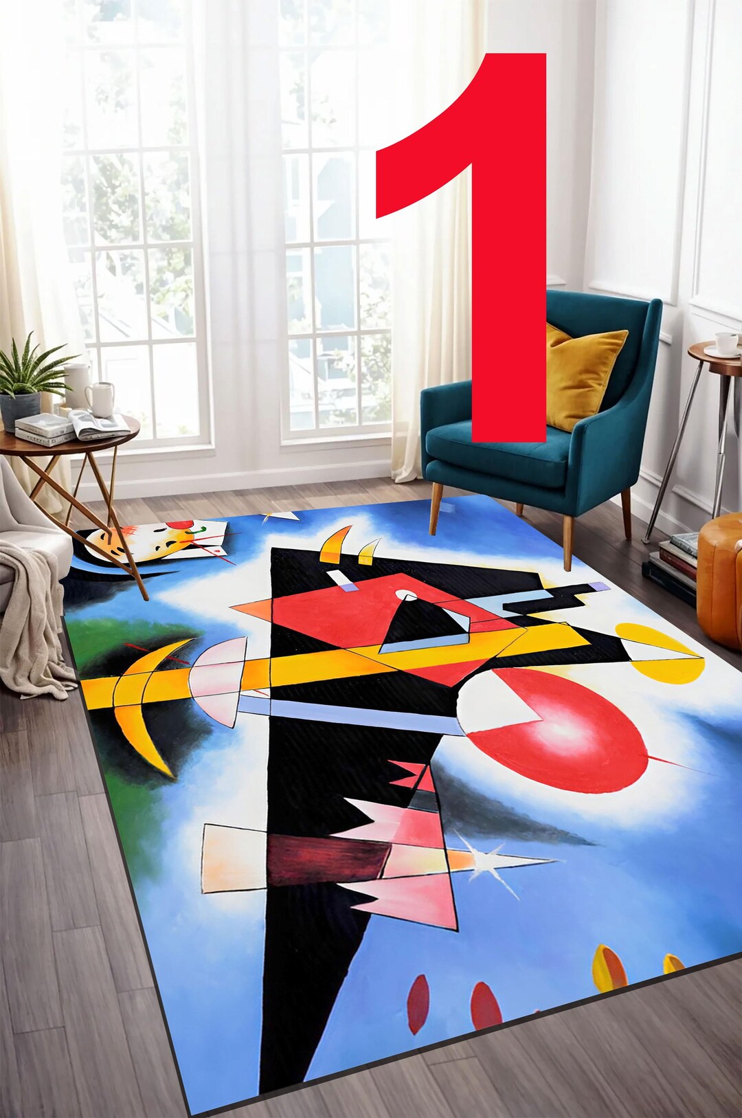 Kandiski Rug Wassily Kandinsky Rug, Abstract Geometric Bamboo Carpet, Modern Decor ...