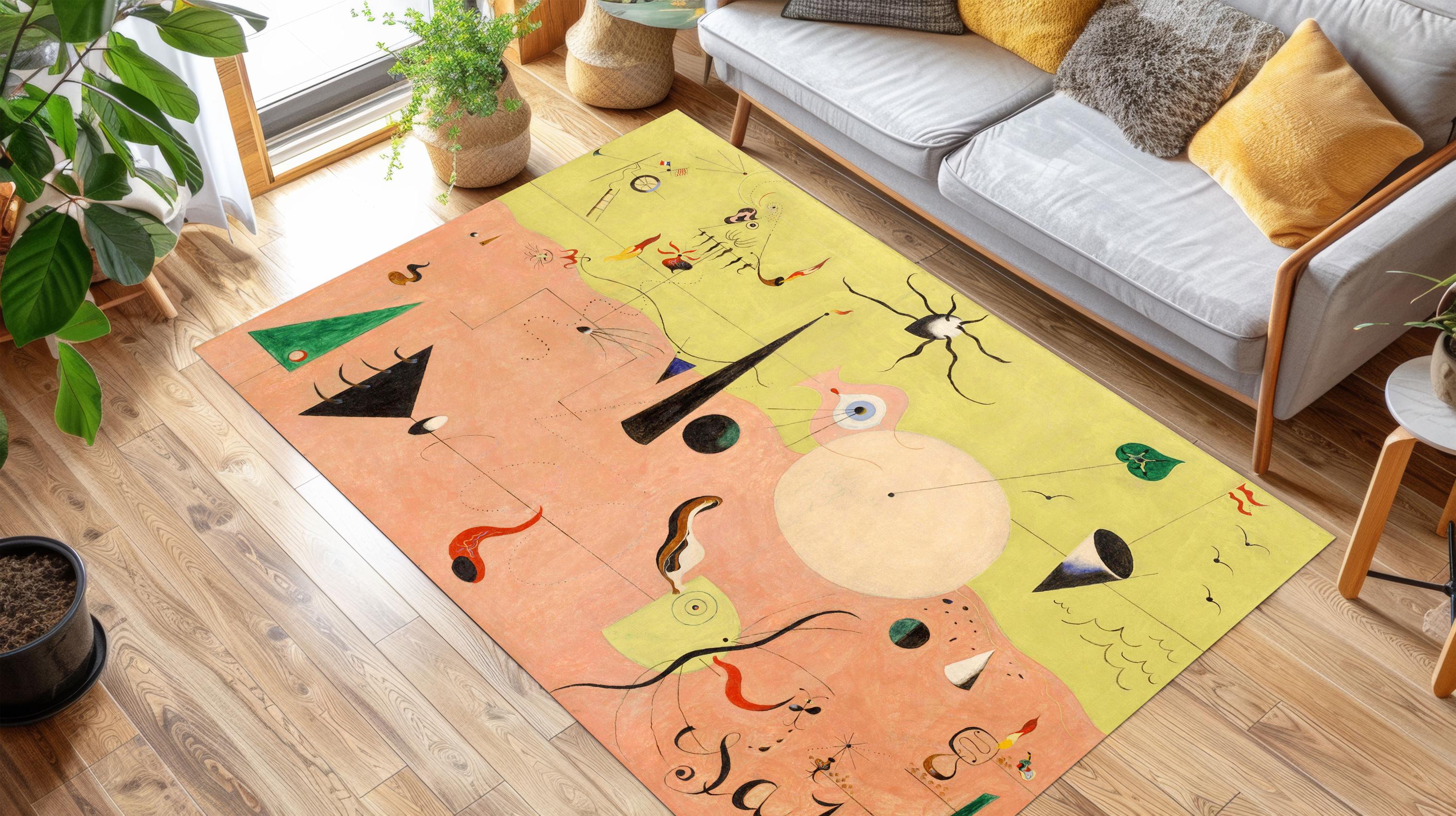 Miro Design Rug Joan Miro Abstract Art Rug: Catalan Landscape Bamboo Area Rug - Etsy