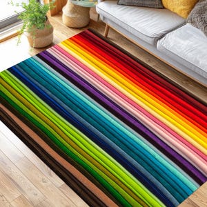 Colorful Rug, Rainbow, Rainbow Colorful Rug, Rainbow Pattern, Rainbow Rug, Bamboo Rugs, Home Decor Rug, Office Decor, Bedroom Rugs,