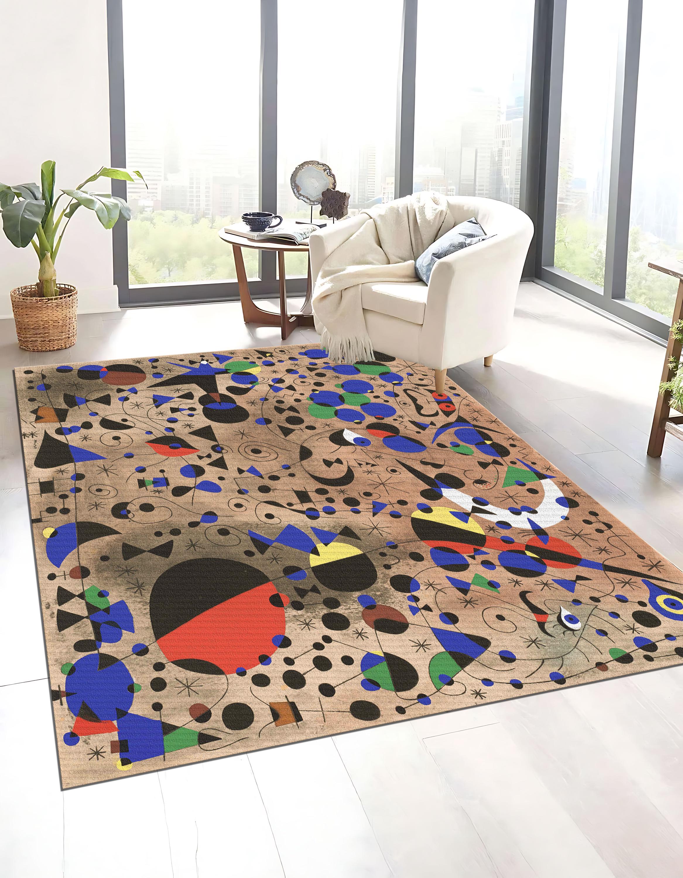 Miro Design Rug Joan Miro 'plowed Soil' Bamboo Rug: Abstract Art Area Rug - Etsy