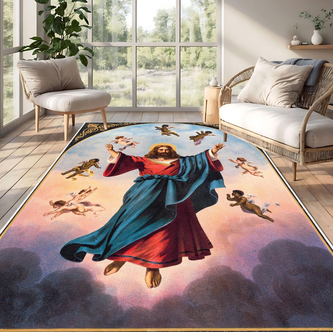 Sacred Jesus Art Rug, Religious Christian Home Decor - Etsy