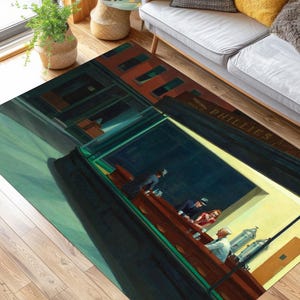 Edward Hopper Nighthawks Rug: Modern Art Area Rug