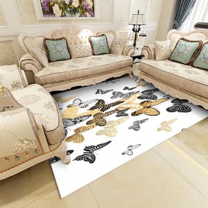 Bamboo rug,butterfly print rug,spring rug,mixed-color rug,colorful rug,Special rug,room rug,washable rug,office rug,non-slip rug,walking rug