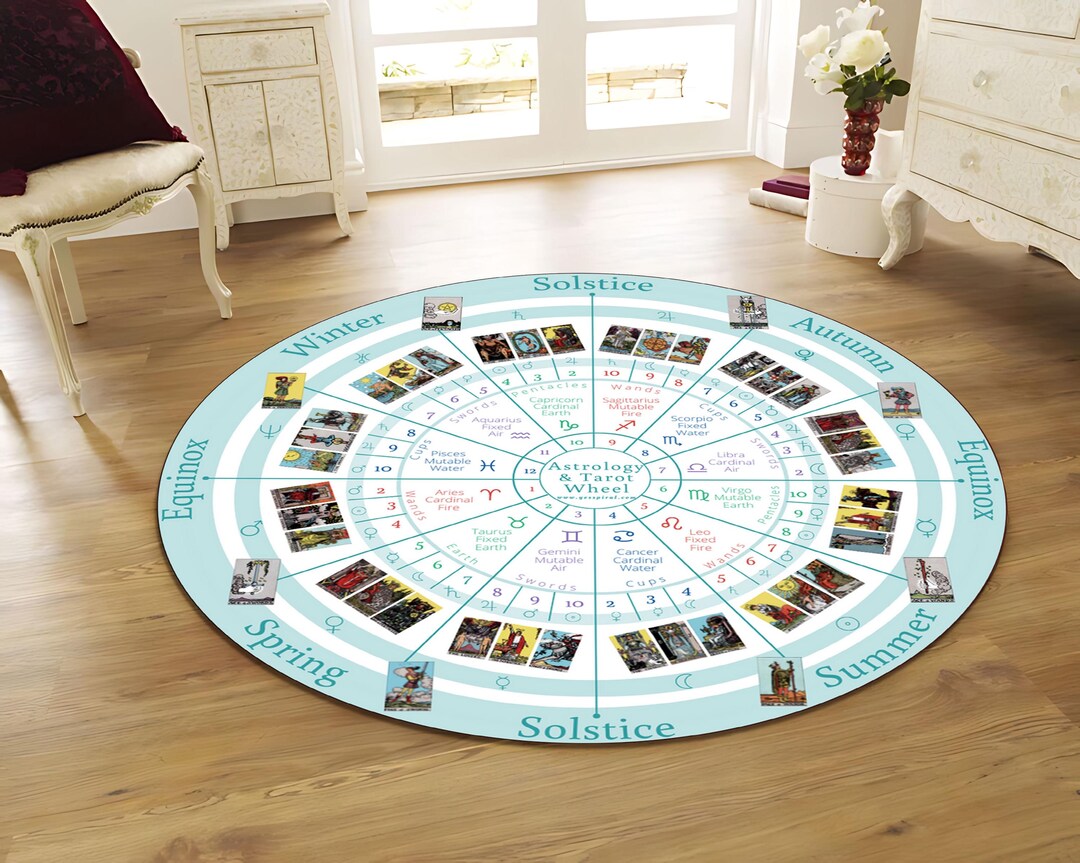 Astrological Rug Astrology Tarot Wheel Rug: Zodiac Signs Meditation Mat - Etsy