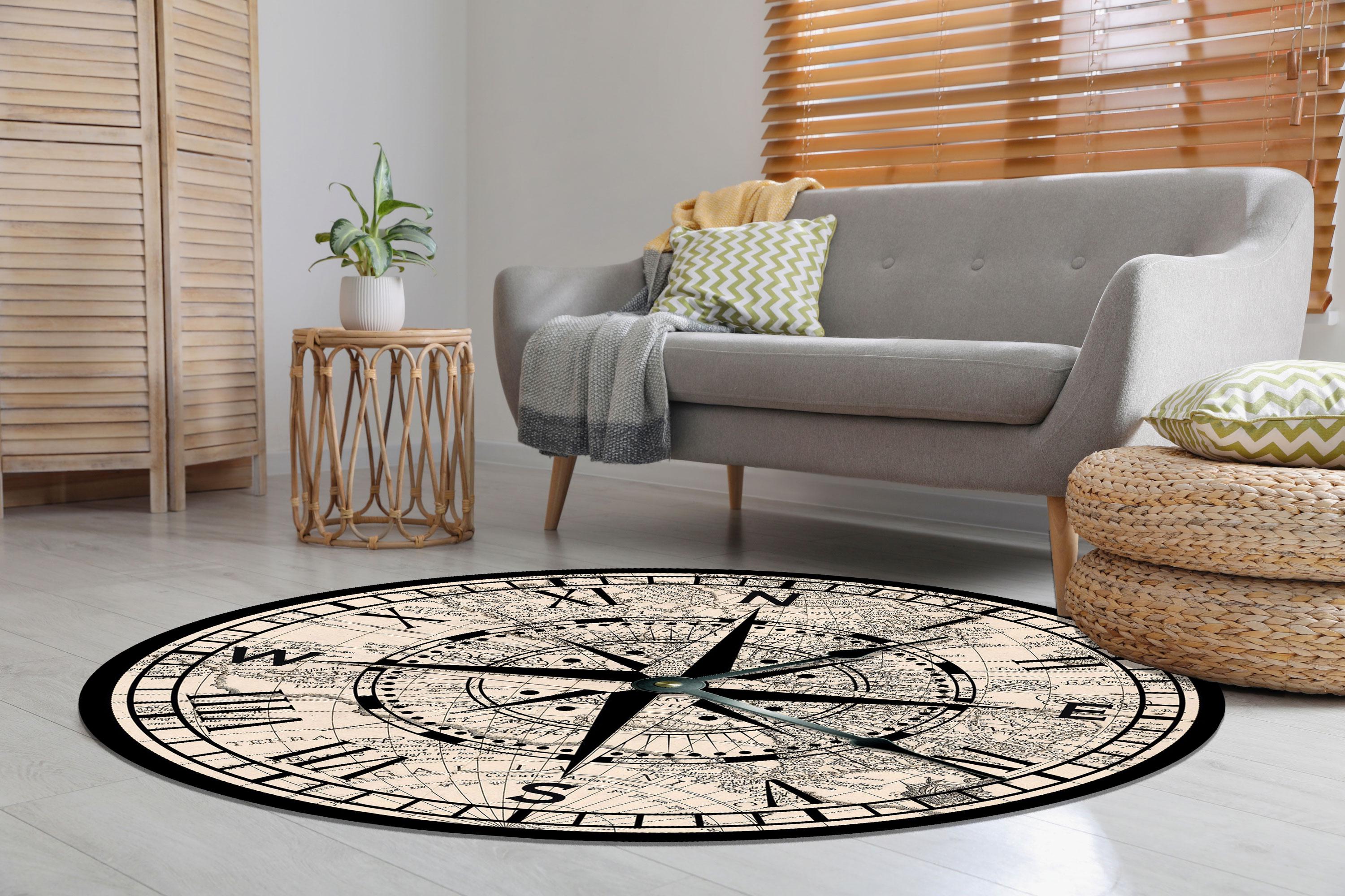 Compass Round Rug: Trendy Modern Home Decor Rug, Area Rugs - Etsy