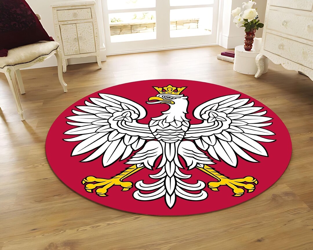 Polish Eagle Round Rug: Modern Bamboo Area Rug - Etsy