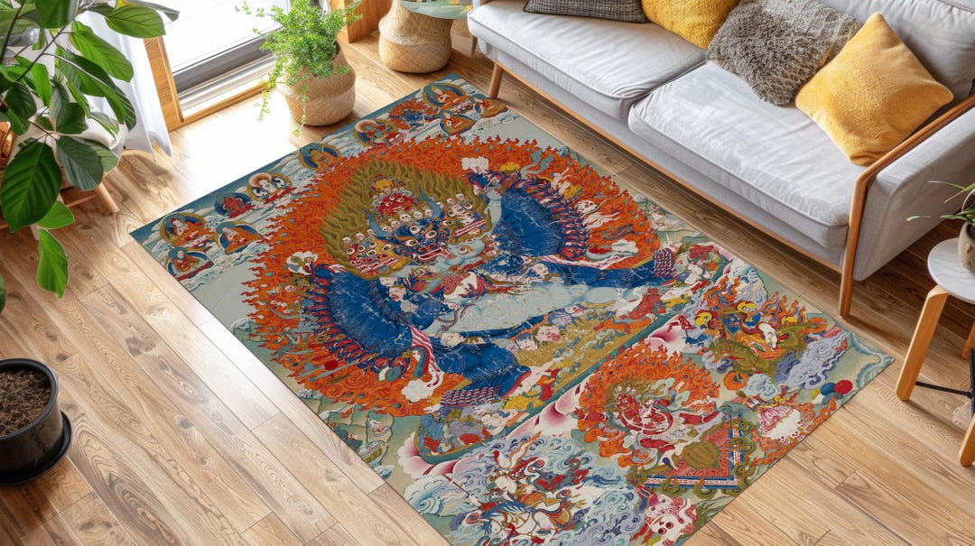 Vajrabhairava Tibetan Rug: 18th Century Asian Art, Office Decor