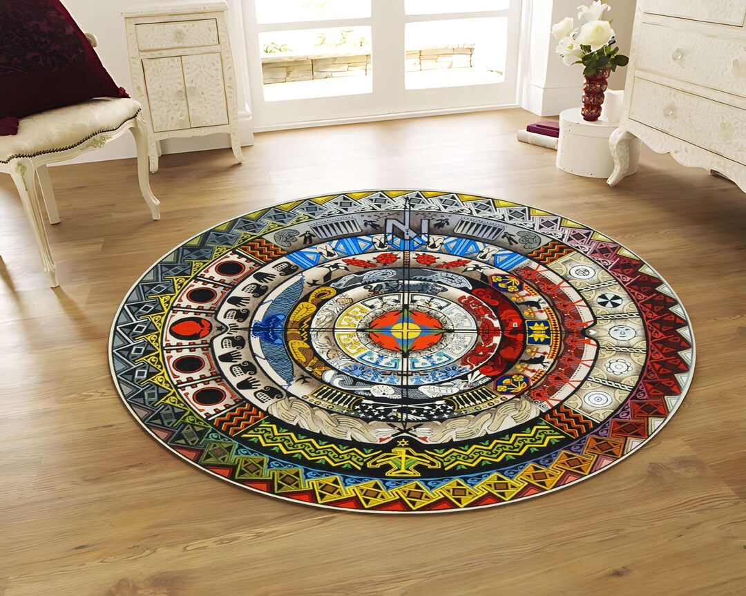 Ethnic Mandala Round Rug: Shamanic Boho Floor Cover - Etsy UK