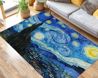 Van Gogh Starry Night Rug: Famous Painting, Vintage Art