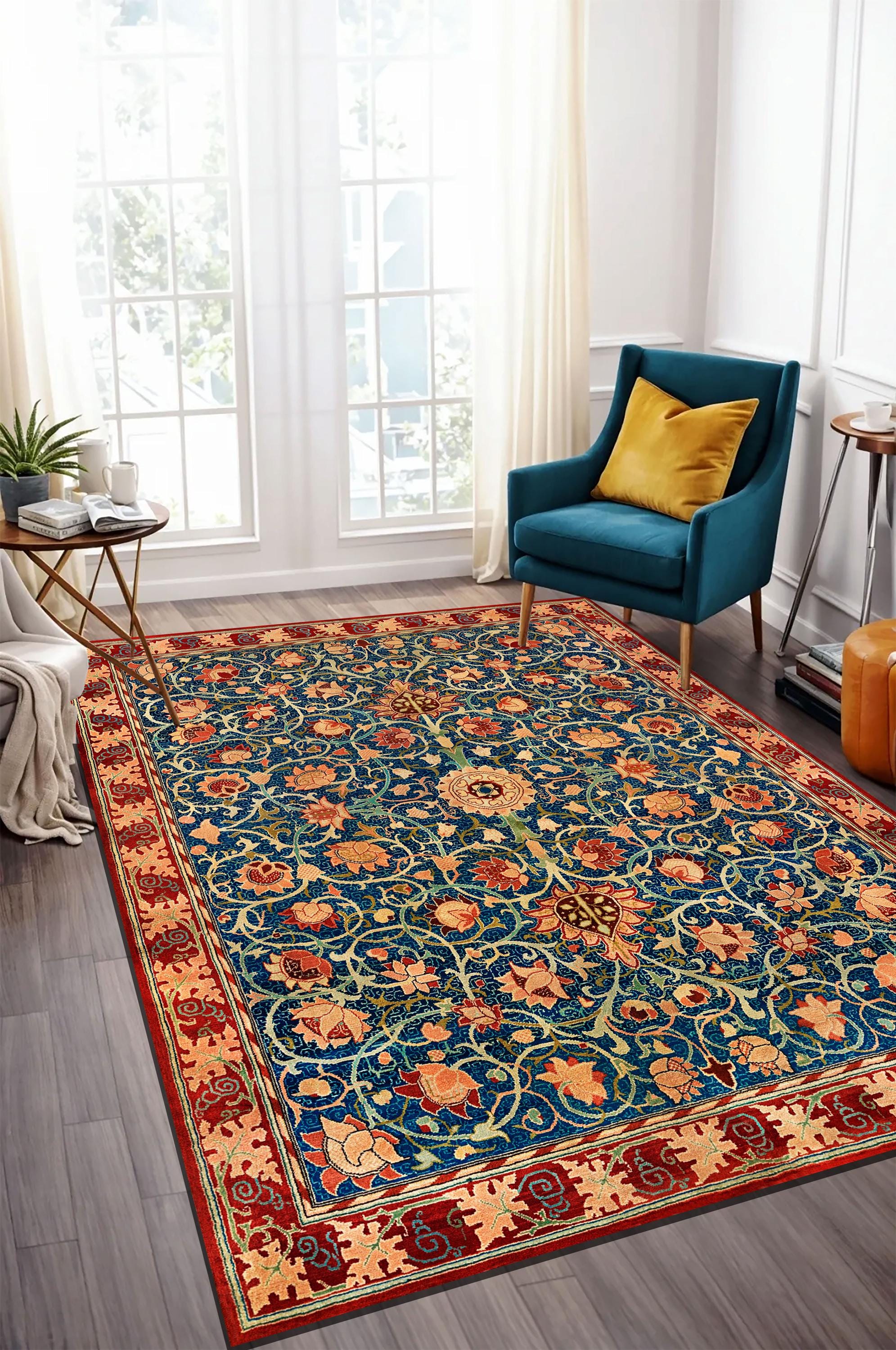 William Morris Victorian Floral Rug: Gothic Colorful Flowers, Area Rugs ...