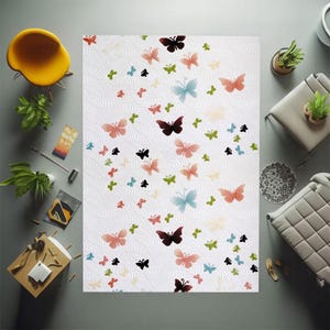 Bamboo rug,butterfly print rug,spring rug,mixed-color rug,colorful rug,Special rug,room rug,washable rug,office rug,non-slip rug,walking rug