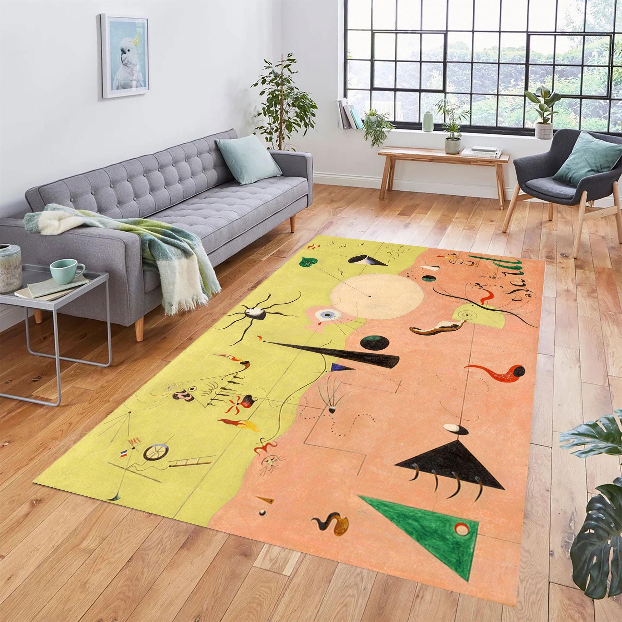 Miro Design Rug Joan Miro Abstract Art Rug: Catalan Landscape Bamboo Area Rug - Etsy