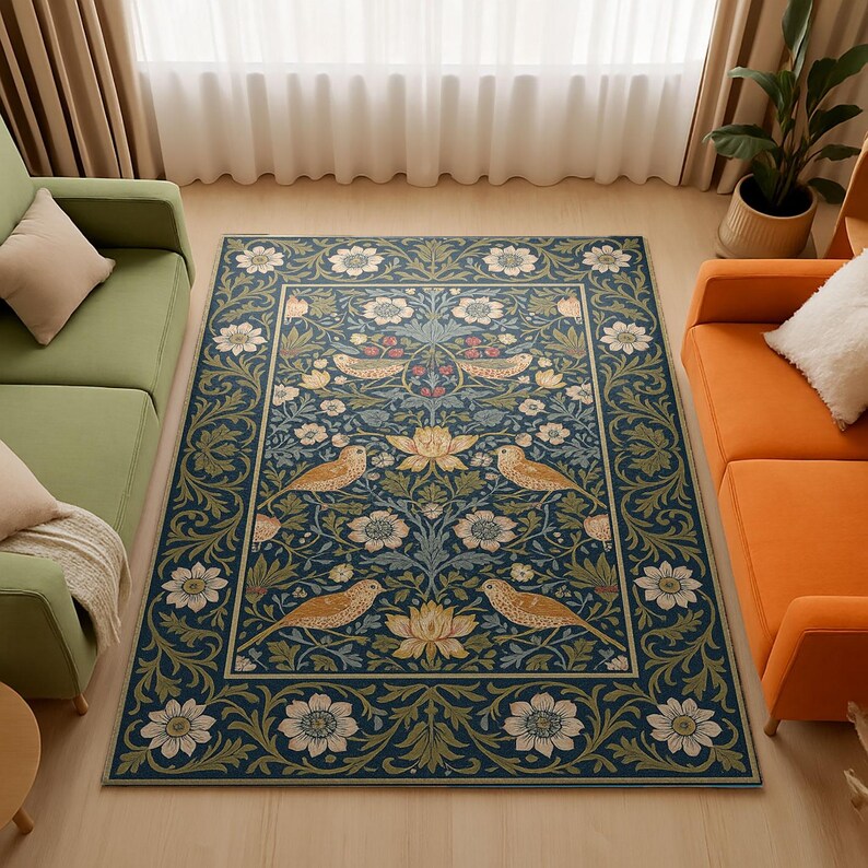 Stawberry Rug William Morris Strawberry Thief Rug: Victorian Floral Art, Large Area ...