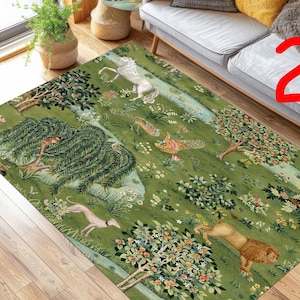 Waldtiere Teppich: Vintage Tapisserie Stil Teppich