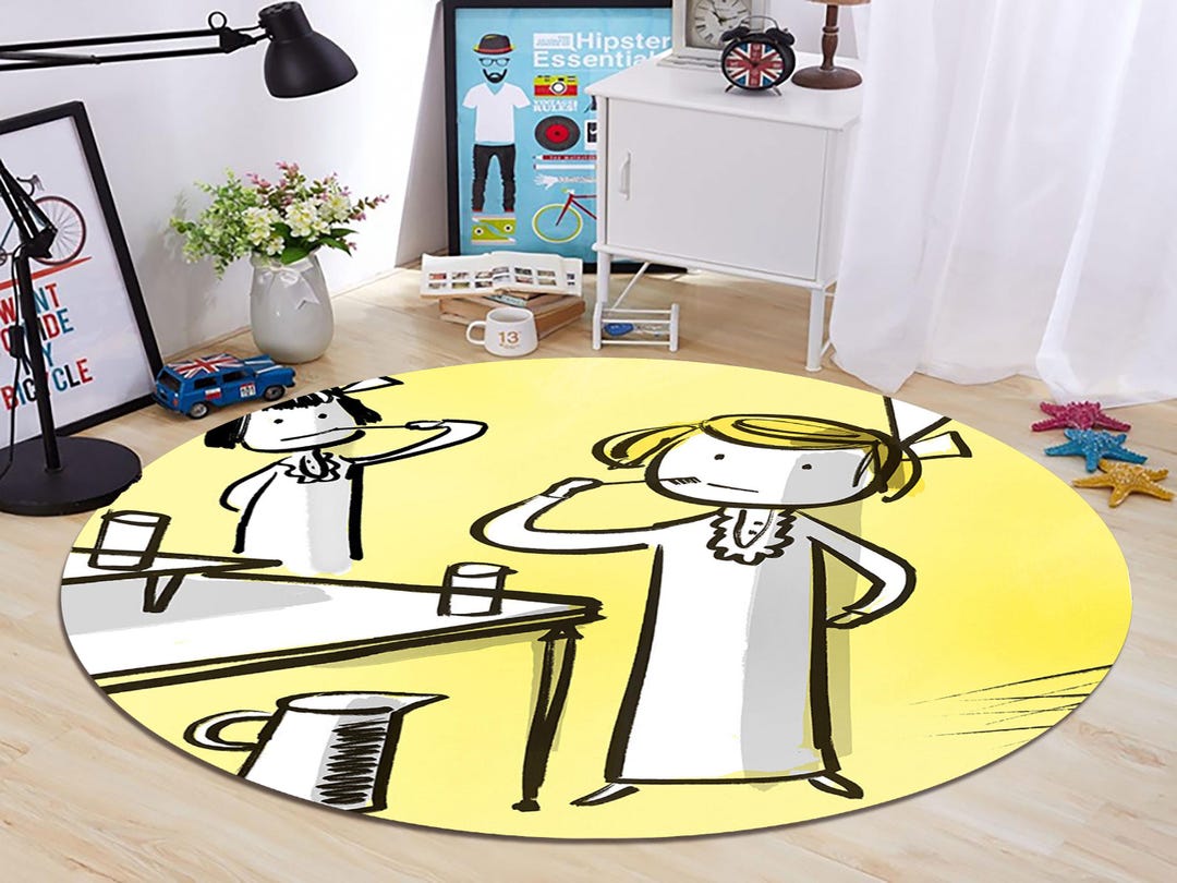 Madeline Brushing Teeth Rug: Ludwig Bemelmans Decor, Bamboo Rug - Etsy