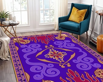Aladdin Flying Carpet Rugs: Modern Purple Patterned Area Rugs