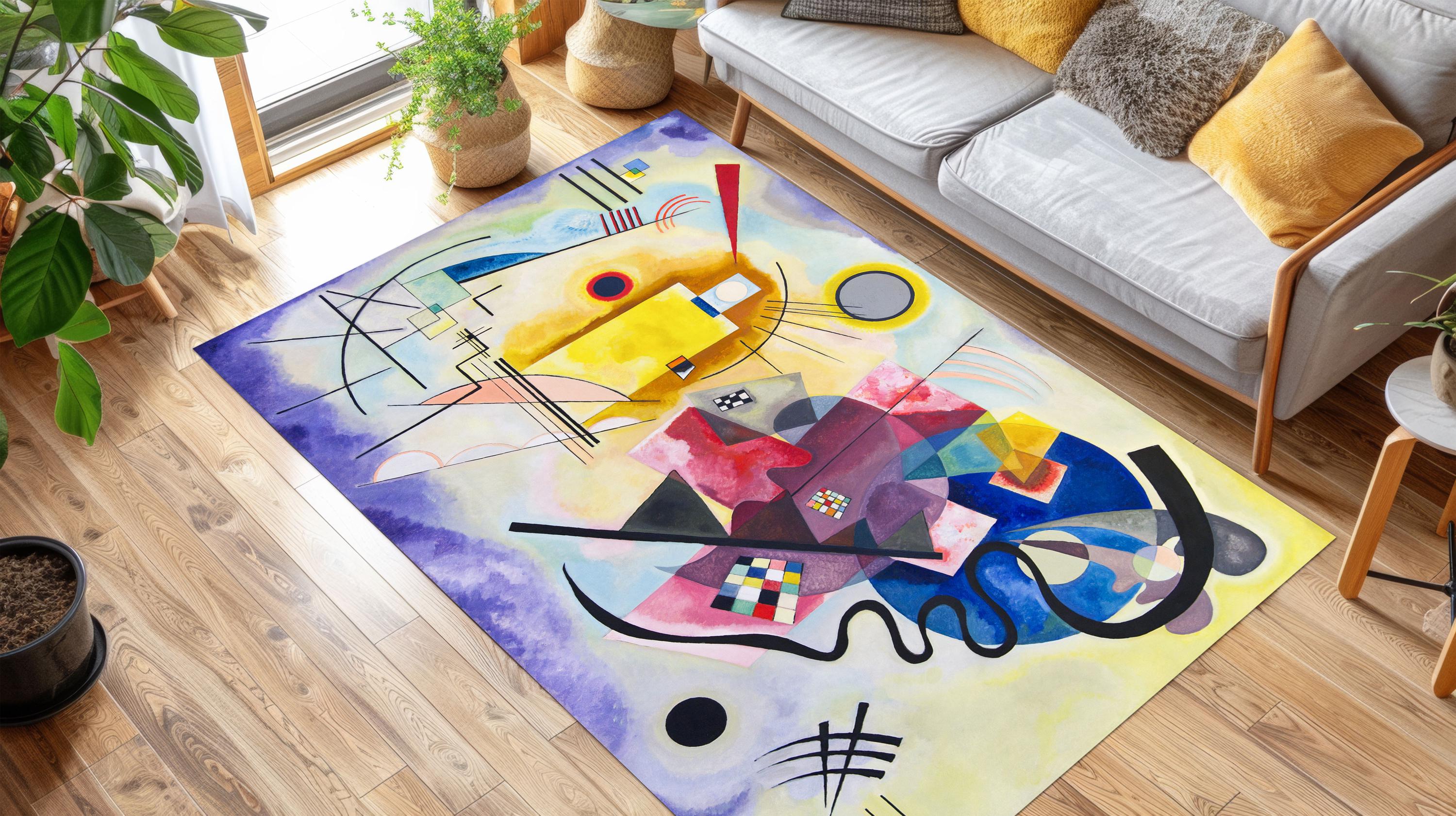 Kandiski Rug Kandinsky Yellow Red Blue Rug: Lithograph Plate Signed Bamboo Area Rug ...