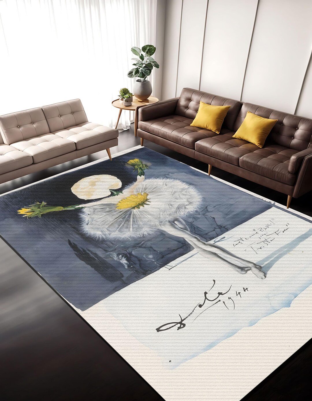Salvador Dali 'dandelion Dancer' Rug: Abstract Art Reproduction - Etsy