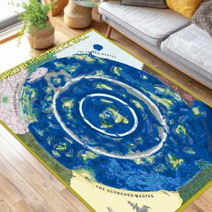 Platte aardekaart, wereld voorbij het ijs, muurkaart grote wereldkaart, poster semi-glanzend canvas, kaart, bamboetapijt, kantoortapijt, vloerkleed