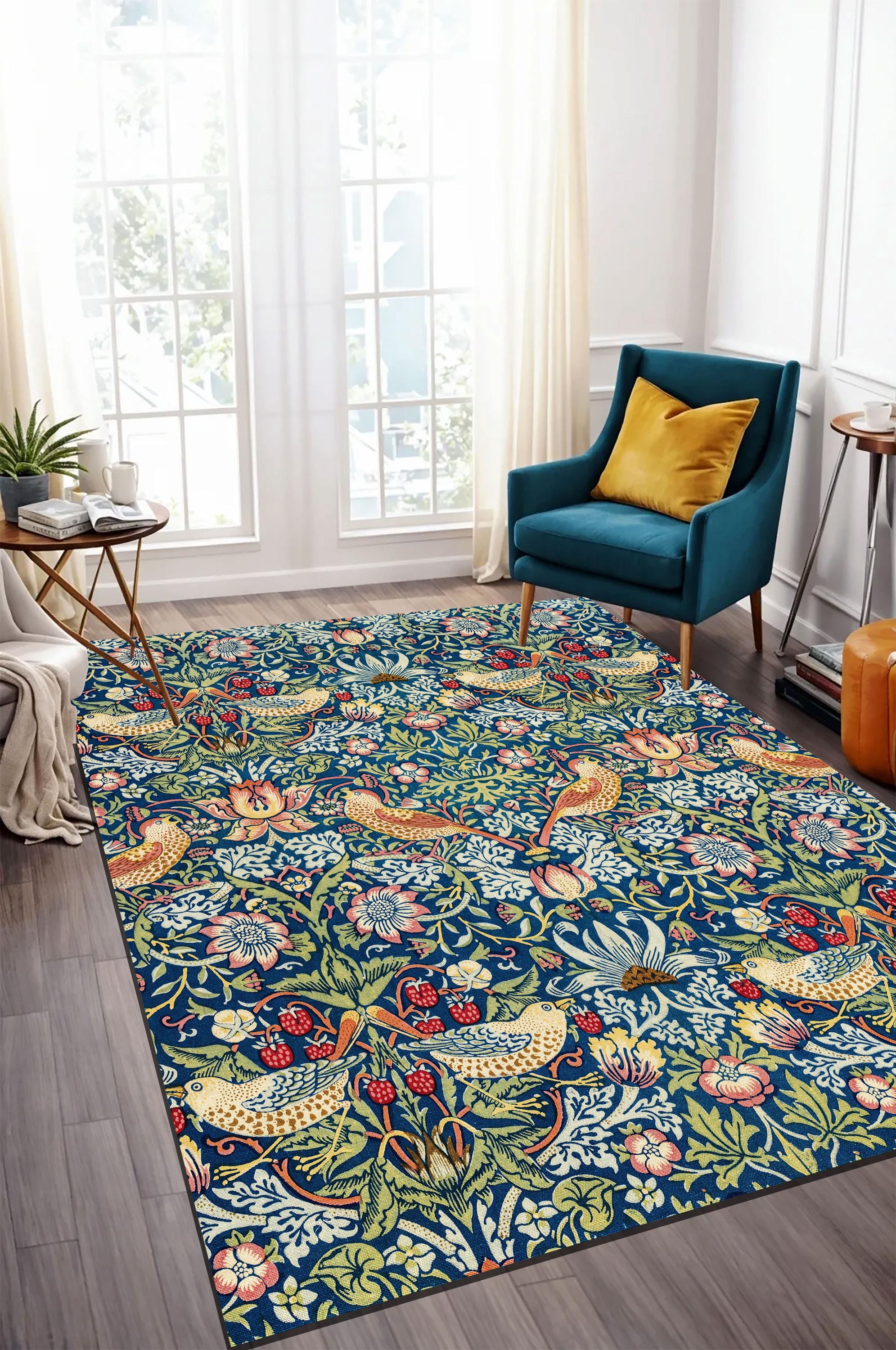 Stawberry Rug William Morris Strawberry Thief Rug: Victorian Bamboo Area Rug, Large ...