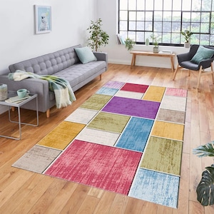 Alfombra geométrica de bambú: diseño art déco abstracto