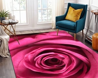 Alfombra Rosa Rosa: Decoración floral para el hogar, alfombra para sala de estar