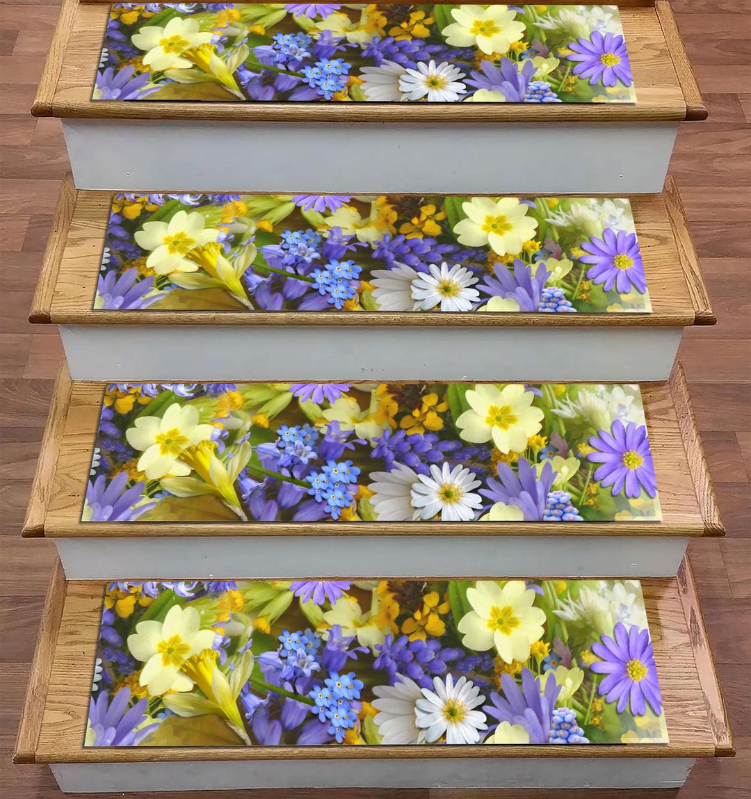Colorful Flower Garden,stair Mat, Colorful Flower Pattern, Stairs Mat ...