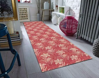 Alfombra de corredor William Morris: lavable de bambú estilo vintage
