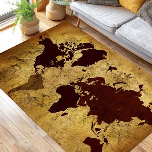 Platte aardekaart, wandkleed grote wereldkaart, wereld voorbij het ijs, kaart, bamboetapijt, kantoortapijt, vloerkleed, vloerkleed woonkamer, wasbaar tapijt