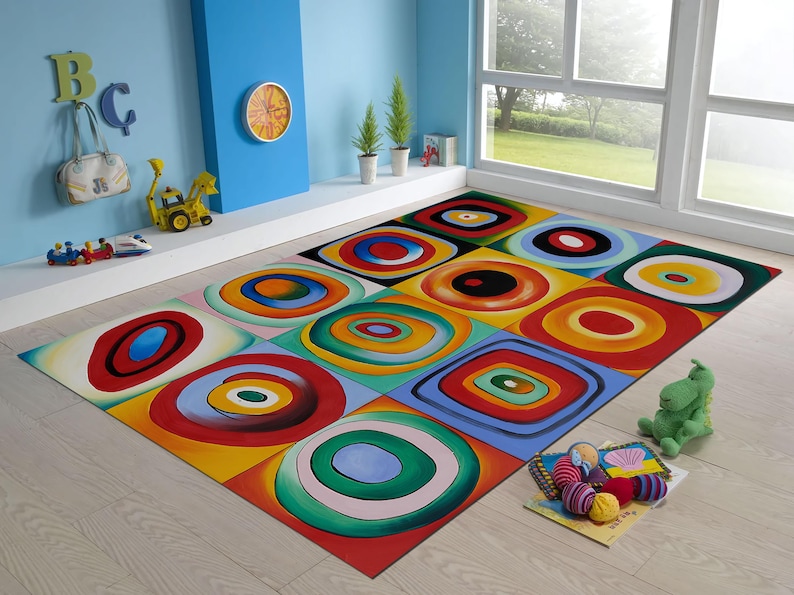 Study Rug Designs Kandinsky Color Study Rug: Abstract Art Bamboo Area Rug - Etsy