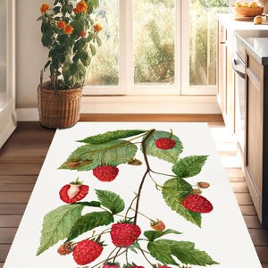 Blackberry Branch Rug: Fruit Kitchen Decor, Bamboo Rug