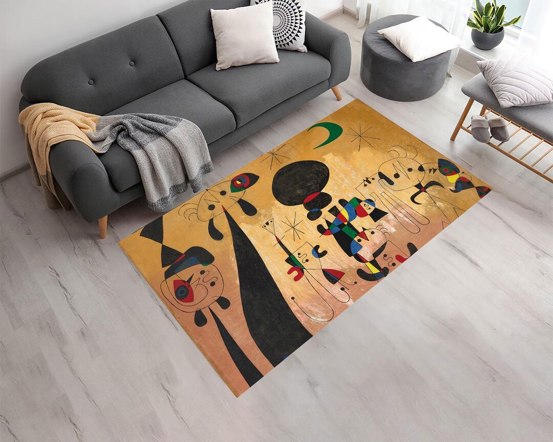 Miro Design Rug Joan Miro Abstract Art Rug: Modern Bamboo Rug - Etsy