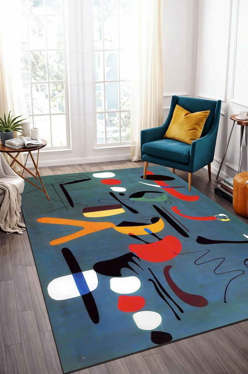 Miro Design Rug Joan Miro Bamboo Rug: Modern Abstract Art Area Rugs - Etsy
