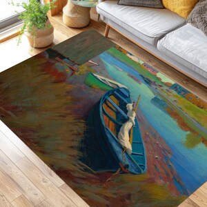 Boats at Rest von Arthur Wesley Dow, Bambusteppich, ästhetisches Dekor, abstrakte Kunst, Reproduktion zeitgenössischer Kunst, berühmte Gemälde