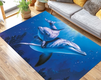 Dolphin Ocean Rug: Bamboo Sea Life Area Rugs